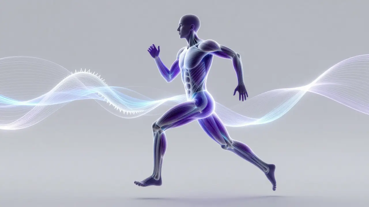 Abstraktní zobrazení uvolnění fascií a pocitu lehkosti v těle