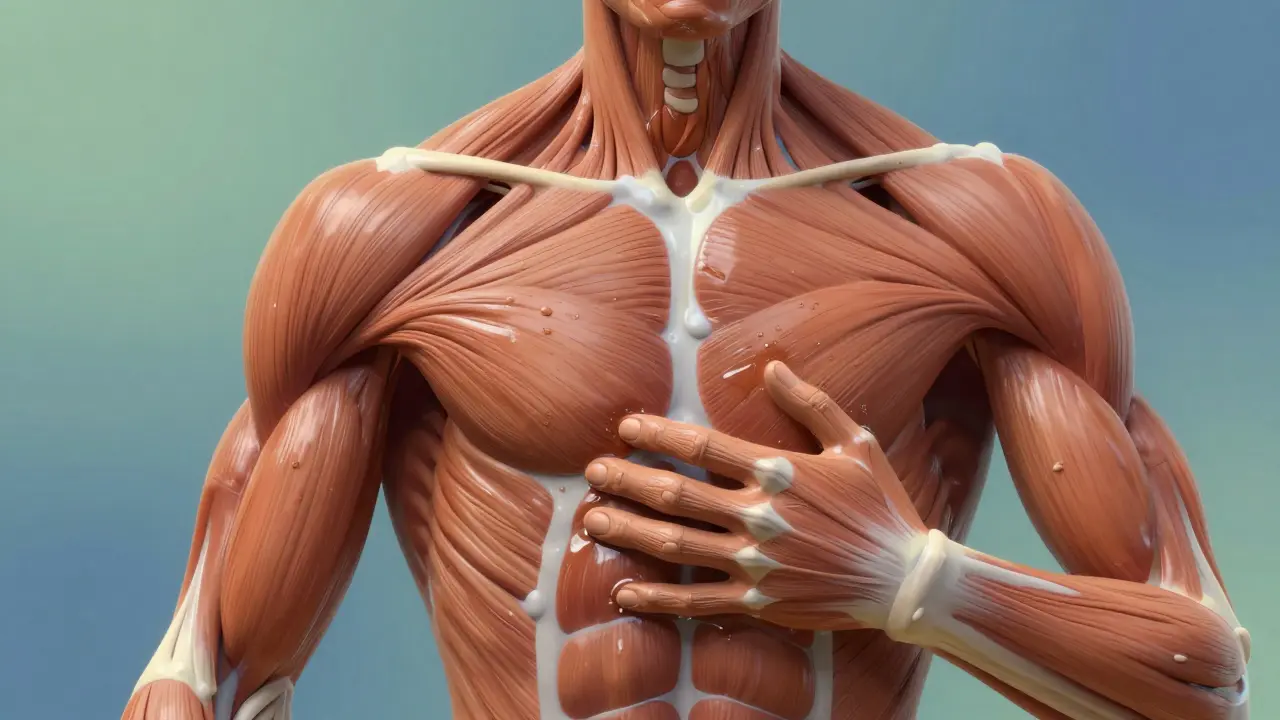 Konceptuální ilustrace svalů jako plastické hlíny