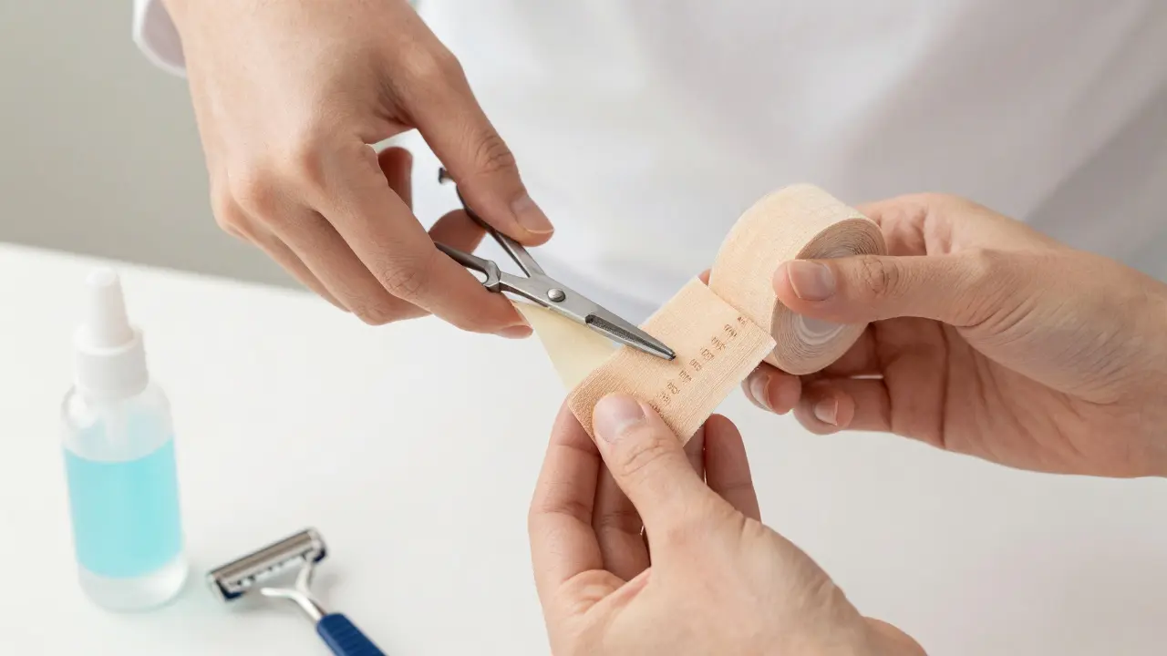 Příprava kůže a zaoblení rohů pásky pro správnou aplikaci